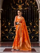 Classic Mangha Silk Saree with Smooth Satin Texture