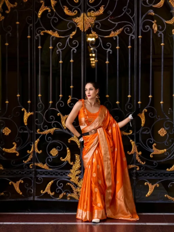 Classic Mangha Silk Saree with Smooth Satin Texture - Image 14
