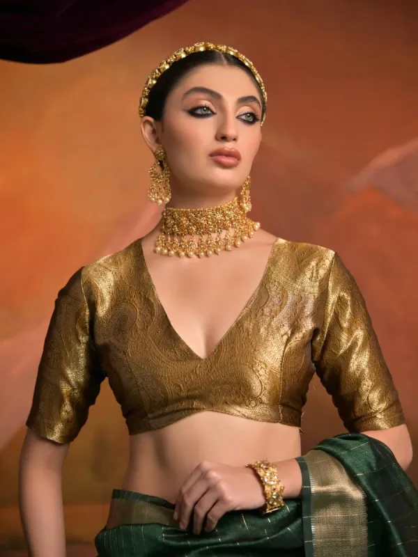 Heritage Weave Moss Silk Saree - Image 13