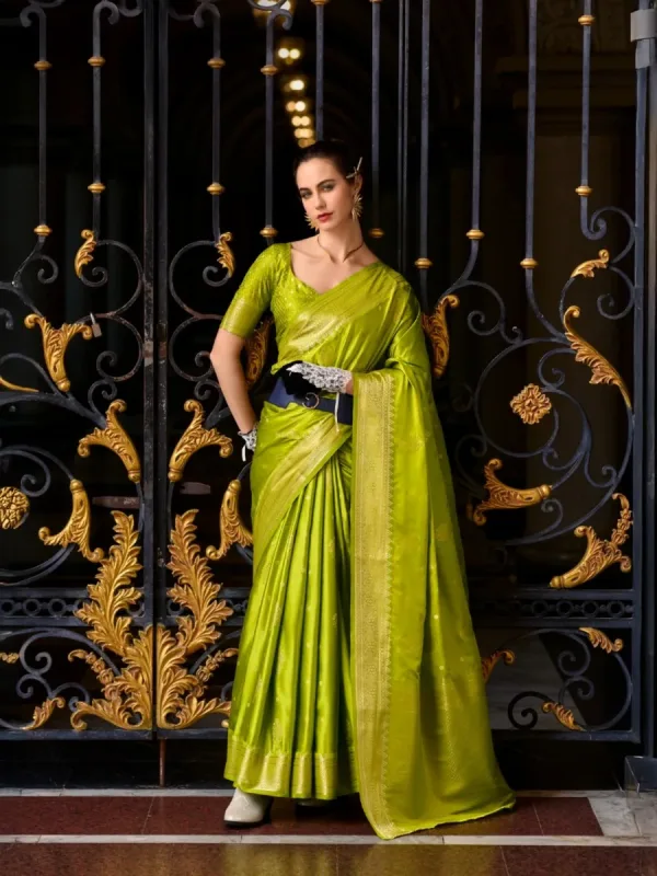 Classic Mangha Silk Saree with Smooth Satin Texture - Image 17