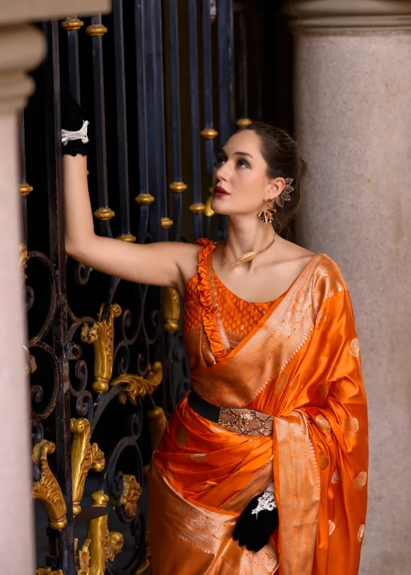 Classic Mangha Silk Saree with Smooth Satin Texture - Image 18