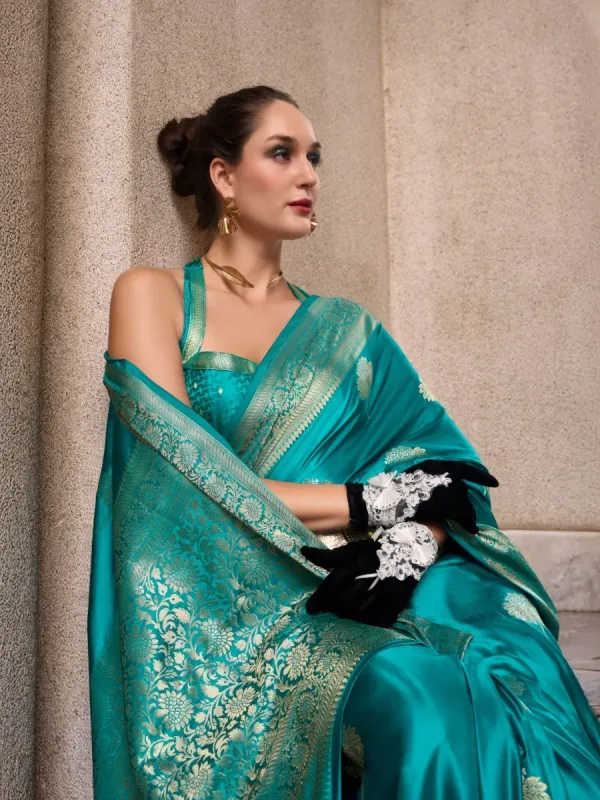 Classic Mangha Silk Saree with Smooth Satin Texture - Image 22