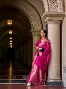 Classic Mangha Silk Saree with Smooth Satin Texture