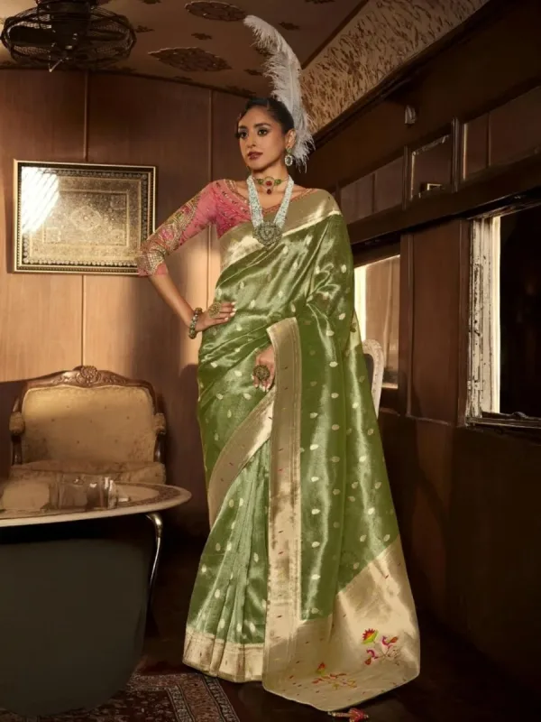 Pure Tissue Silk with Paithani Zari Weave