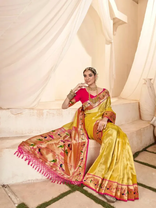 Elegant  Paithani Tissue Silk Saree - Image 9