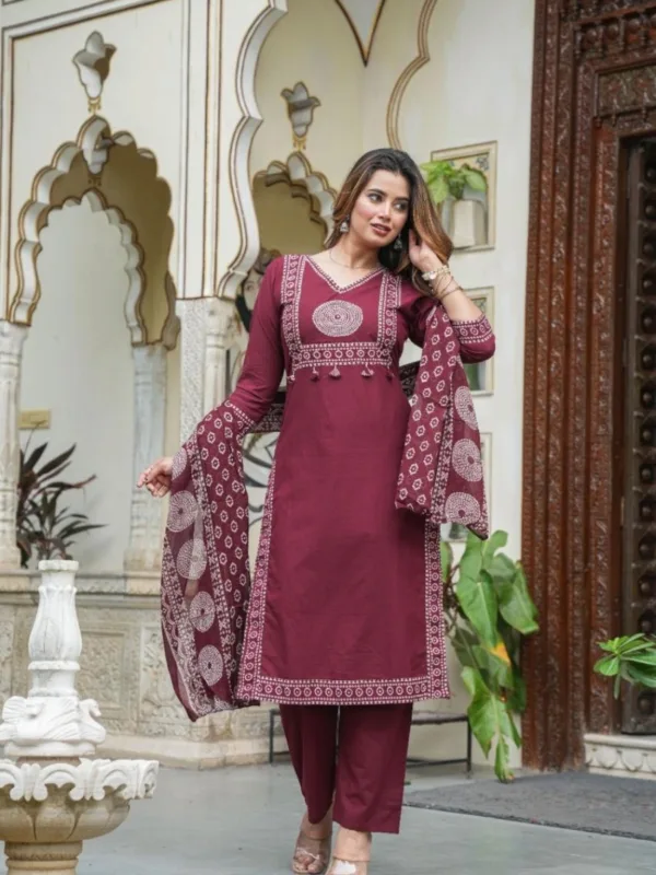 Premium Cotton Printed Kurta Set with Dupatta - Image 10