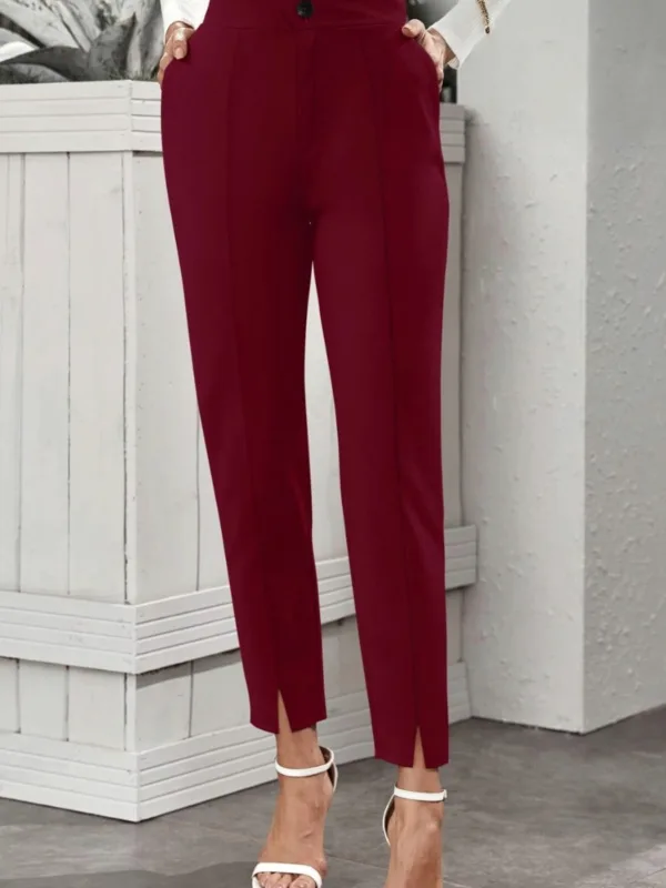 Front Slit Ankle-Length Knit Pants