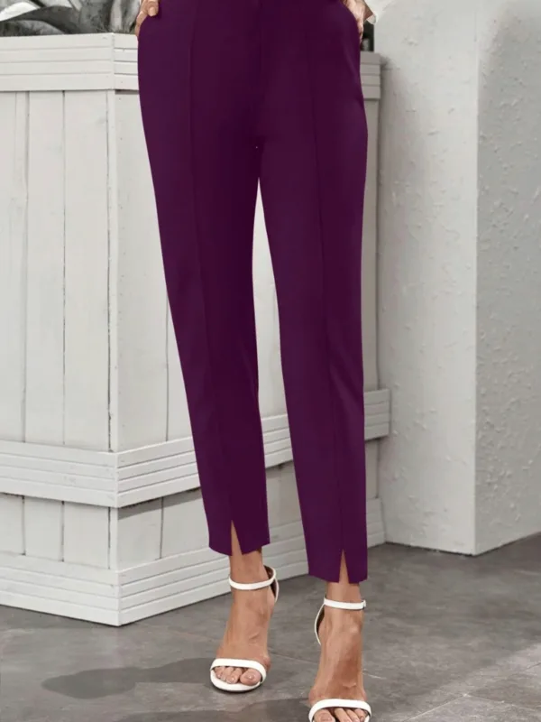 Front Slit Ankle-Length Knit Pants - Image 2