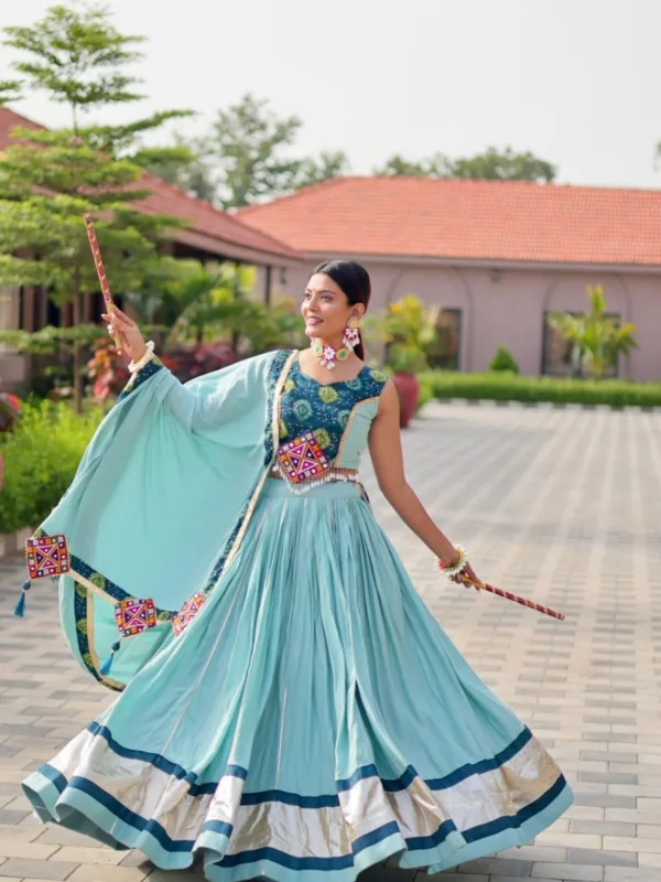 Pure Cotton Gamthi Work Lehenga Choli - Image 4