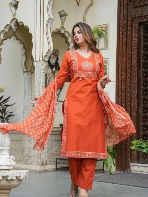 Premium Cotton Printed Kurta Set with Dupatta - Image 6