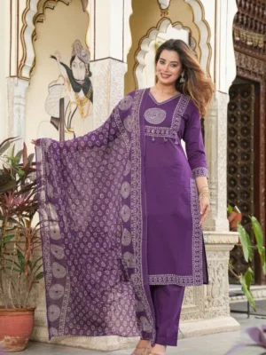 Premium Cotton Printed Kurta Set with Dupatta