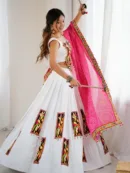 Gamthi Thread Work Rayon Lehenga Set with Digital Print Dupatta