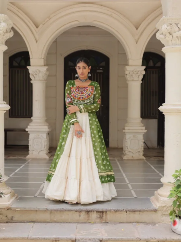 Kutchi Bandhani Fusion Set – Kurti with Kora Cotton Lehenga - Image 9