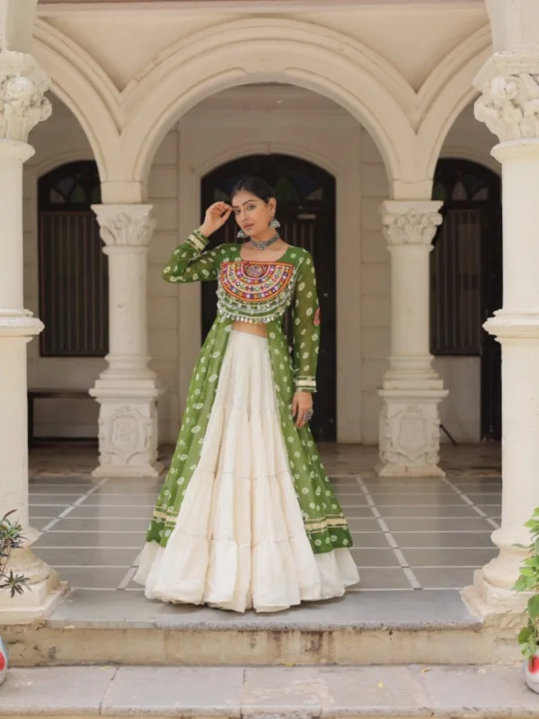 Kutchi Bandhani Fusion Set – Kurti with Kora Cotton Lehenga - Image 8