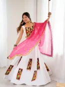 Gamthi Thread Work Rayon Lehenga Set with Digital Print Dupatta