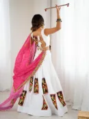 Gamthi Thread Work Rayon Lehenga Set with Digital Print Dupatta
