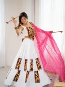 Gamthi Thread Work Rayon Lehenga Set with Digital Print Dupatta