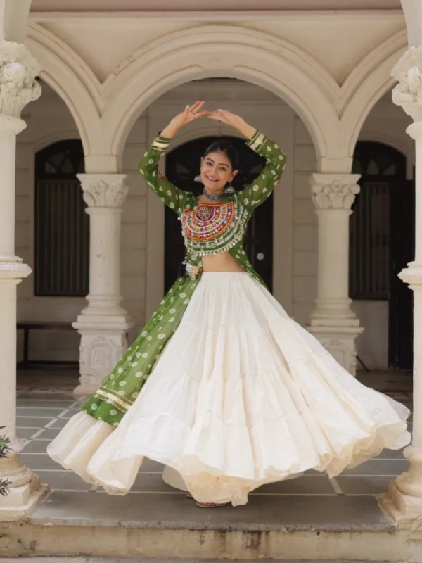 Kutchi Bandhani Fusion Set – Kurti with Kora Cotton Lehenga - Image 6