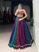 Multi-Shaded Georgette Lehenga with Gamthi Mirror Work Blouse