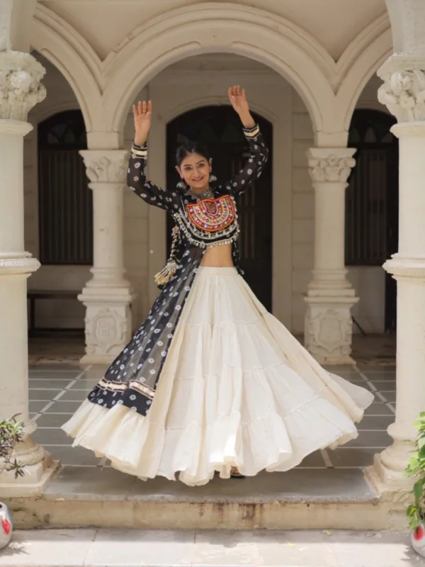 Kutchi Bandhani Fusion Set – Kurti with Kora Cotton Lehenga - Image 3