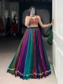 Multi-Shaded Georgette Lehenga with Gamthi Mirror Work Blouse