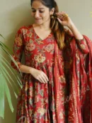 Floral Print Anarkali Set with Dupatta
