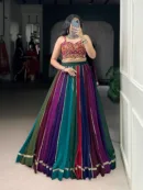 Multi-Shaded Georgette Lehenga with Gamthi Mirror Work Blouse