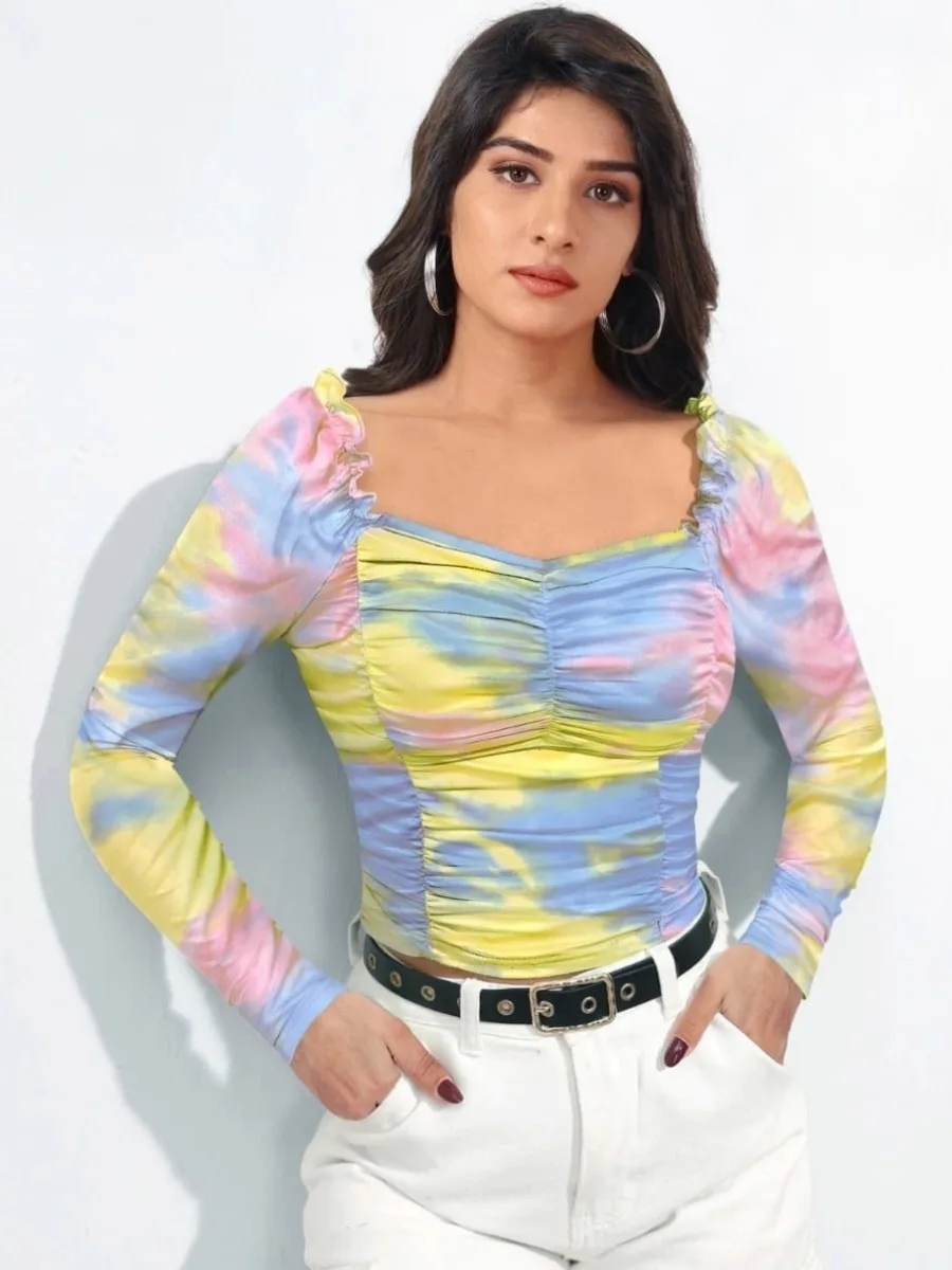 Tie-Dye Ruched Top