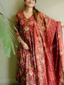 Floral Print Anarkali Set with Dupatta
