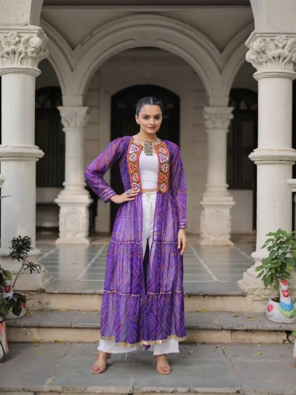 Bandhani Print Kutchi Patchwork Shrug in Faux Georgette - Image 18