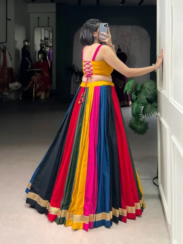 Multicolour Gamthi Mirror Work Cotton Lehenga Choli - Image 2