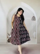 Block Print Sleeveless Rayon A-Line Dress