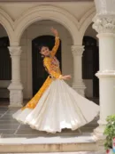 Kutchi Bandhani Fusion Set – Kurti with Kora Cotton Lehenga