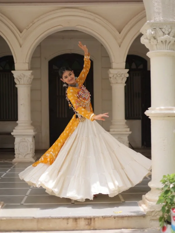 Kutchi Bandhani Fusion Set – Kurti with Kora Cotton Lehenga - Image 24