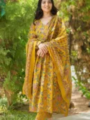 Floral Print Anarkali Set with Dupatta