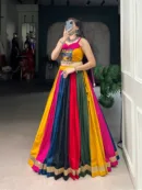 Multicolour Gamthi Mirror Work Cotton Lehenga Choli
