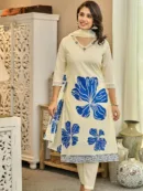 Floral Elegance Cream Kurta Set