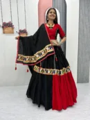 Navratri Special Red & Black Gamthi Cotton Chaniya Choli with Dupatta