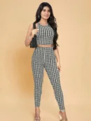 Women's Stylish Houndstooth Co-Ord Set (Top & Pant)