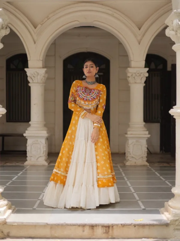 Kutchi Bandhani Fusion Set – Kurti with Kora Cotton Lehenga - Image 23