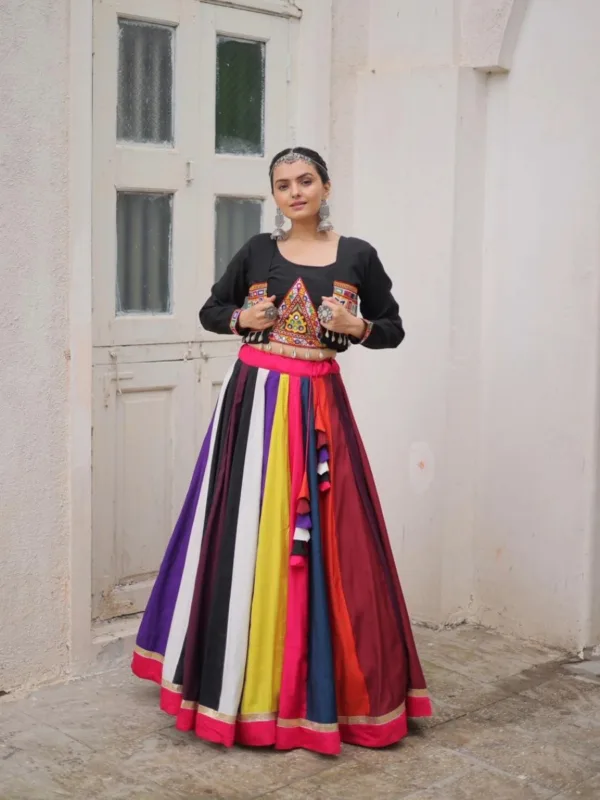 Navratri Special Multicolour Koti Style Chaniya Choli with Embroidery & Mirror Work - Image 7