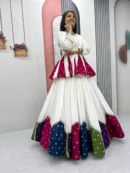 Navratri Special Multicolor Cotton Bandhani Patchwork Kediyu with Lehenga