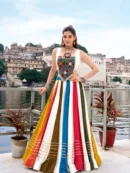 Navratri Special Multi-Stripe Gamthi Work Lehenga Choli