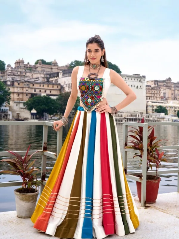 Navratri Special Multi-Stripe Gamthi Work Lehenga Choli - Image 4