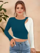 Asymmetry Chic Dual-Tone Crop Top"