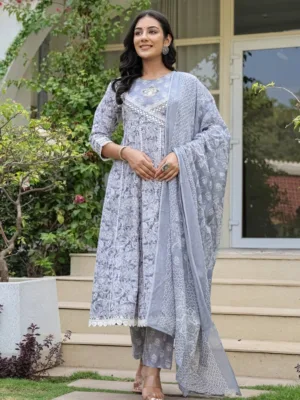 Elegant Printed Anarkali Suit Set
