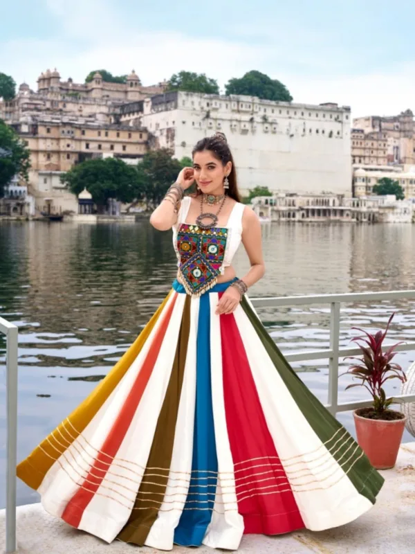 Navratri Special Multi-Stripe Gamthi Work Lehenga Choli - Image 8