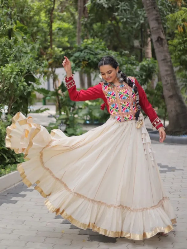 Navratri Special Pure Rayon Gamthi Work Lehenga Set - Image 2