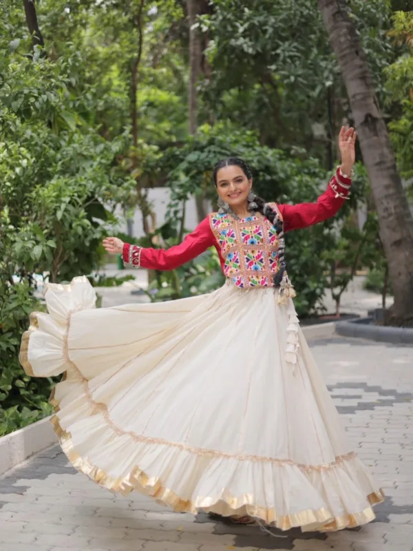 Navratri Special Pure Rayon Gamthi Work Lehenga Set - Image 4