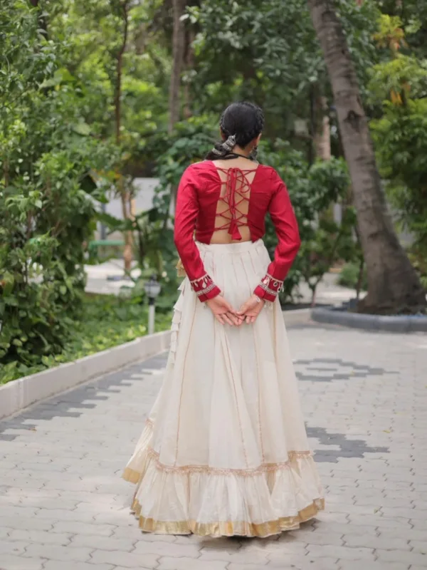 Navratri Special Pure Rayon Gamthi Work Lehenga Set - Image 7